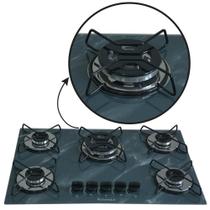 Cooktop 5 bocas Tripla Chama 127 220v Bivolt Marmorizado Cinza Acendimento Automatico - Chamalar