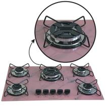 Cooktop 5 bocas Tripla Chama 127 220v Marmorizado Rosa - Chamalar