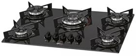 Cooktop 5 Bocas Tripla Chama Fischer Fit Line Gás Mesa Vidro Bivolt