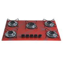 Cooktop 5 bocas Ultra Chama 127 220v Marmorizado Vermelho Bivolt Cooktop 5 bocas Ultra Chama 127 220v Marmorizado Vermelho Bivolt