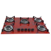 Cooktop 5 bocas Ultra Chama 127 220v Marmorizado Vermelho
