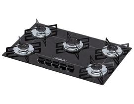 Cooktop 5 bocas ultra chama preto gas natural chamalux Cooktop 5 bocas ultra chama preto gas natural chamalux