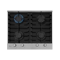 Cooktop a Gás 4 Bocas Platinium com Trempe de ferro fundido Mesa Vidro Bivolt Fischer