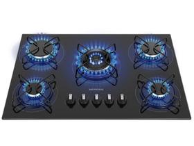 Cooktop a Gás 5 Bocas Mondial Preto e Inox CTG-03