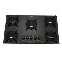 Cooktop a Gás 5 Bocas Preto com Mega Chama e Trempes em Ferro Fundido Bivolt - Realce Cooktop a Gás 5 Bocas Preto com Mega Chama e Trempes em Ferro Fundido Bivolt - Realce
