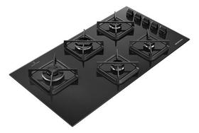 Cooktop à Gás Brastemp 5 Bocas BDS85AE Grades em Ferro Fundido Vidro Preto Bivolt Cooktop à Gás Brastemp 5 Bocas BDS85AE Grades em Ferro Fundido Vidro Preto Bivolt