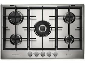 Cooktop a Gás Brastemp Gourmand 05 Bocas e Duplachama Inox - BDK75DR - 220V Cooktop a Gás Brastemp Gourmand 05 Bocas e Duplachama Inox - BDK75DR - 220V
