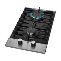 Cooktop a Gás Fischer 2 Bocas Platinium com Trempe de ferro fundido Mesa Vidro Bivolt