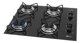 Cooktop a Gás Fischer 4 Bocas Fit Line Trempe Aramado Esmaltado Vidro Preto Bivolt Cooktop a Gás Fischer 4 Bocas Fit Line Trempe Aramado Esmaltado Vidro Preto Bivolt