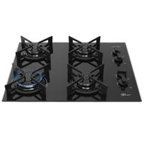 Cooktop a Gás Fischer 4 Bocas Fit Line Trempe Iron Preto Bivolt Cooktop a Gás Fischer 4 Bocas Fit Line Trempe Iron Preto Bivolt