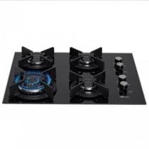 Cooktop a Gás Fischer 4 Bocas Infinity Vidro Temperado Preto Tripla Chama Bivolt com Trempe de Ferro
