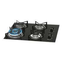 Cooktop a Gás Fischer 4 Bocas Tripla Chama Mesa Vidro Bivolt
