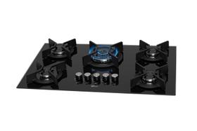 Cooktop à Gás Fischer 5 Bocas Infinity Tripla Chama Grades em Ferro Fundido Vidro Preto Bivolt