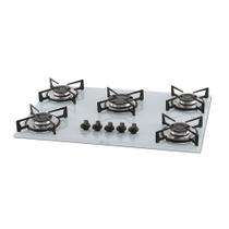 Cooktop a Gás Fischer 5 Bocas Mesa de Vidro Branco Bivolt