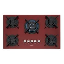 Cooktop a Gás Fischer 5 Bocas TC Infinity Mesa Vidro Vermelho Rouge Bivolt