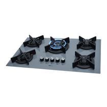 Cooktop a Gás Fischer 5 Bocas Tripla Chama Infinity com Trempe de ferro fundido Mesa Vidro Bivolt EIGER
