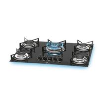 Cooktop a Gás Fischer 5 Bocas Tripla Chama Mesa Vidro Bivolt