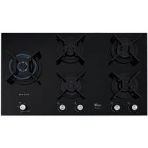 Cooktop a Gás Fischer Ferro Fundido Infinity 5 Queimadores Mesa Vidro Preto Bivolt 31800-82260