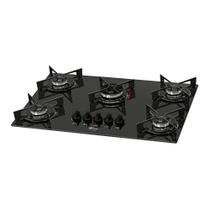 Cooktop a gás fischer fit line com 5 queimadores em vidro preto bivolt 26343-57174 Cooktop a gás fischer fit line com 5 queimadores em vidro preto bivolt 26343-57174