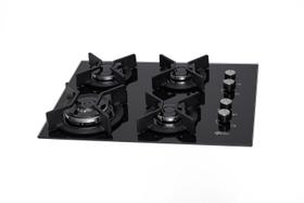 Cooktop a Gás Fischer Infinity 4 Bocas Vidro Temperado Preto Tripla Chama Bivolt com Trempe de Ferro 26297 57076