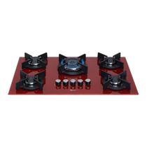 Cooktop a Gás Fischer Infinity 5 Bocas Tripla Chama Vermelho