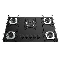 Cooktop a Gás Nardelli Ori 5 Bocas Vidro Temperado Preto Bivolt Cooktop a Gás Nardelli Ori 5 Bocas Vidro Temperado Preto Bivolt