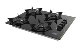 Cooktop a gas realce 4 bocas preto Cooktop a gas realce 4 bocas preto
