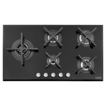 Cooktop a Gás Tramontina Design Collection Penta Glass Flat em Vidro Temperado e Trempes em Ferro Fundido com Acendimento Automático 5 Queimadores
