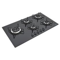 Cooktop a Gás Tramontina Penta Side Plus em Vidro Temperado Preto com Trempes em Aço Carbono e Acendimento superautomático 5 Queimadores