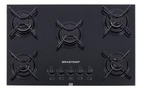 Cooktop A Gas Vidro Preto 5 Bocas 73x46cm - Brastemp