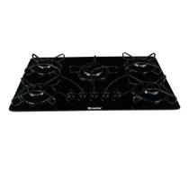 Cooktop Braslar Pop 5 Bocas a Gás Mesa de Vidro Preto Acendimento Automático Bivolt