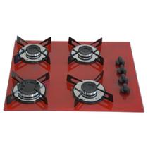 Cooktop Chapa 4 bocas Ultra Chama 127 220v Marmorizado Vermelho - Chamalar
