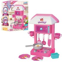 Cooktop De Brinquedo Fogão Completo Com Microondas Infantil Rosa Fogãozinho Brinquedos Magic Toys