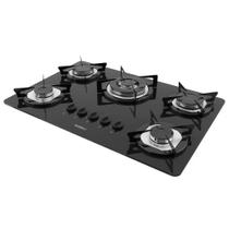 Cooktop de Mesa Embutir à Gás NDL 5 Bocas TC Vidro Flange Inox Nardelli