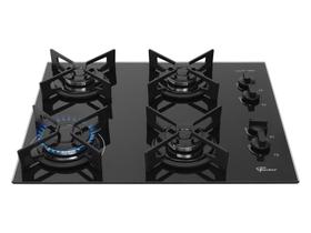 Cooktop Fischer 4 Bocas Fit Line Gás Mesa Vidro Preto - Trempe Iron Cooktop Fischer 4 Bocas Fit Line Gás Mesa Vidro Preto - Trempe Iron