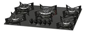 Cooktop Fischer 5 Bocas Gas Glp Com Tripla Chama Gourmet