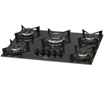 Cooktop Fischer 5 Bocas TC Fit Line Gás Mesa Vidro