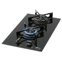 Cooktop Fischer Fit Line 2 Bocas Preto a Gás Bivolt Mesa Vidro Design Compacto