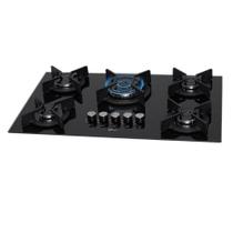 Cooktop Fischer Infinity 5 Bocas Tripla Chama A Gás Trempe Ferro Fundido Mesa Vidro Preto 2629857077