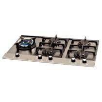 Cooktop Fischer Platinium Gás 5 Bocas C/ Trempe Ferro Fundido Mesa Prime Escovado Bivolt 19784/51515