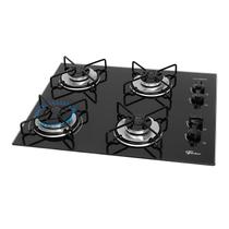 Cooktop Fit Line Fischer 4 Bocas Vidro Gás Preto Chama Rápida Bivolt