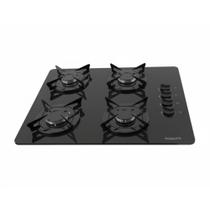 Cooktop Fogatti à Gás FGT 4B Vidro Preto Flange Esmaltada Cooktop Fogatti à Gás FGT 4B Vidro Preto Flange Esmaltada