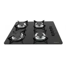 Cooktop Fogatti à Gás FGT 4B Vidro Preto Flange Inox