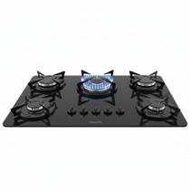 Cooktop Fogatti à Gás Fgt 5b Tc Vidro Preto Flange Esmaltada Preto Bivolt Cooktop Fogatti à Gás Fgt 5b Tc Vidro Preto Flange Esmaltada Preto Bivolt