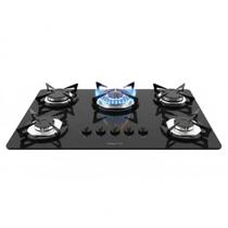 Cooktop fogatti à gás fgt 5b tc vidro preto flange inox bivolt