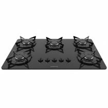 Cooktop Fogatti à Gás FGT 5B Vidro Preto Flange Esmaltada Cooktop Fogatti à Gás FGT 5B Vidro Preto Flange Esmaltada