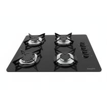 Cooktop Fogatti Fgt 4 Bocas Vidro Preto Flange Inox Bivolt