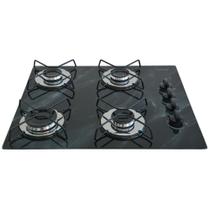 Cooktop Gás 4 Bocas Ultra Chama 127v 220v Bivolt Marmorizado Preto