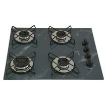 Cooktop gás 4 bocas Ultra Chama 127v 220v Marmorizado Cinza - Chamalar