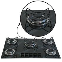 Cooktop Gás 5 Bocas TRIPLA Chama 127v 220v Marmorizado Preto - CHAMALAR